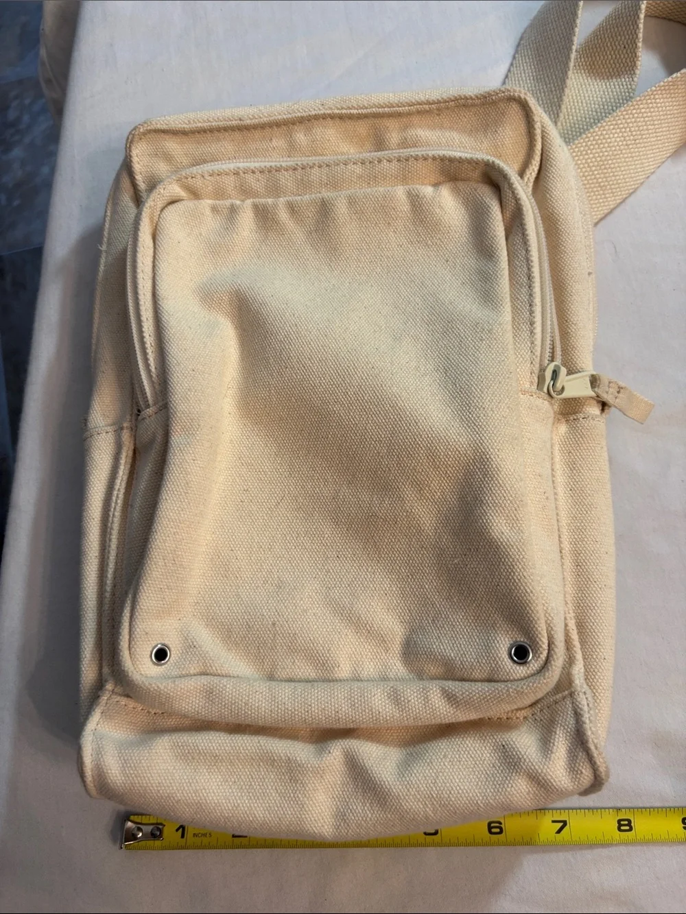 Levi's Cream Canvas Zip Sling Bag